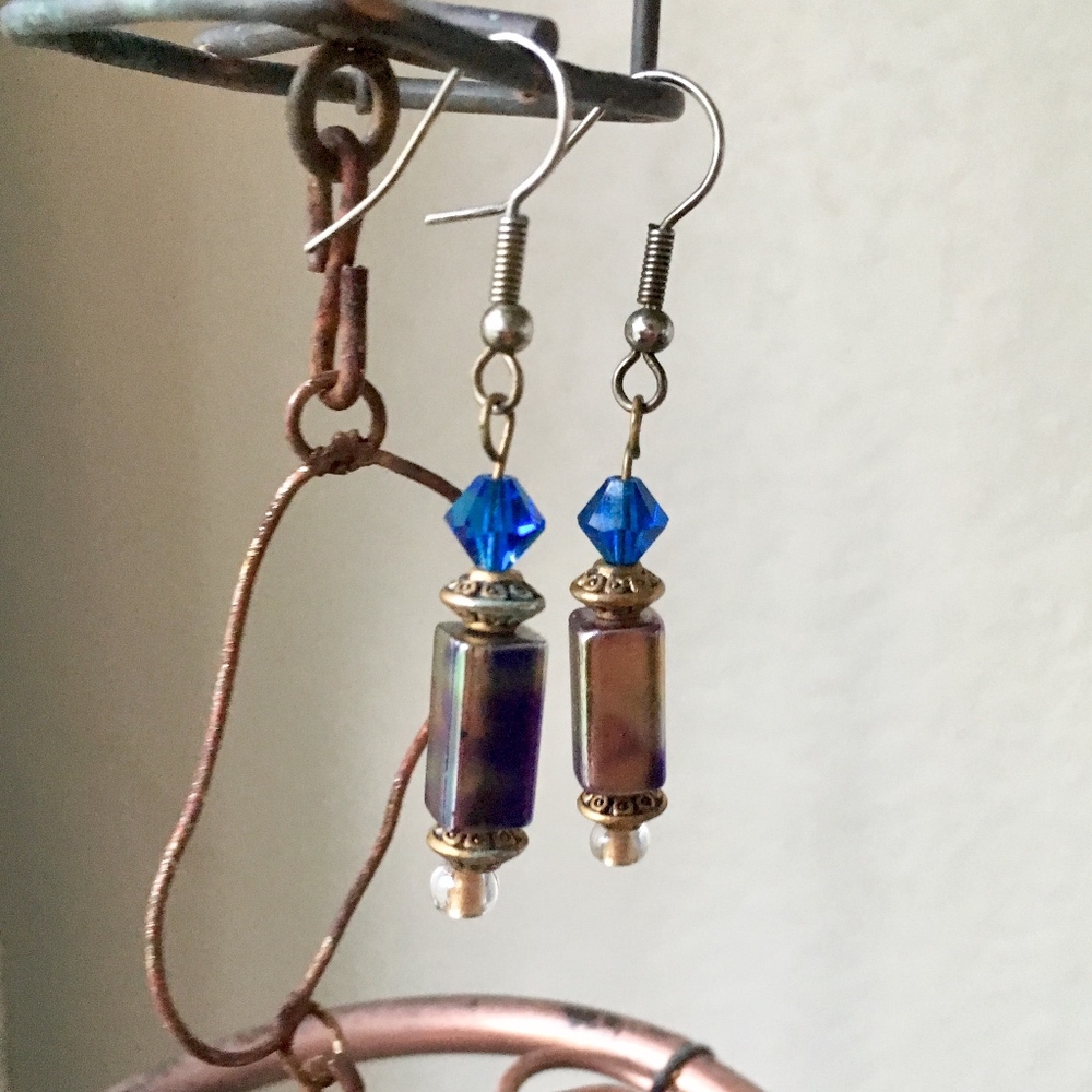 Iridescent Bead Hook Earrings